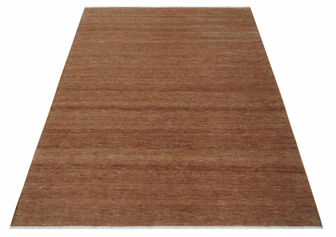Modern Contemporary Solid Brick Red Hand knotted 8x10 wool Area Rug