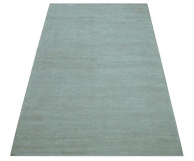 Modern Solid Design Ivory 5x8 Hand Woven Wool Area Rug