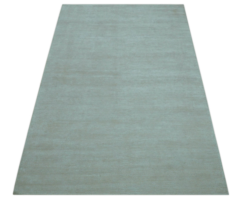 Modern Solid Design Ivory 5x8 Hand Woven Wool Area Rug