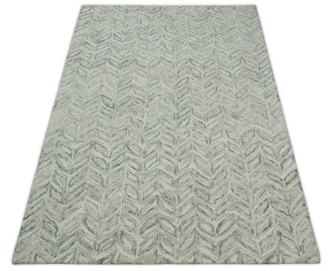 Quick Ship 5x8 Hand Tufted Modern Style Beige And Gray Wool Rug