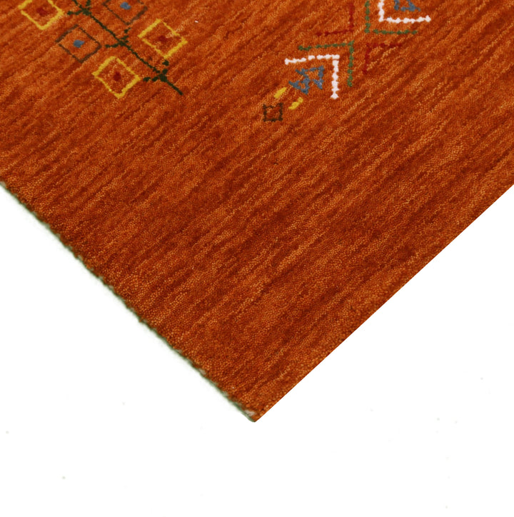 Orange Center Pattern Hand Loomed Wool Area Rug
