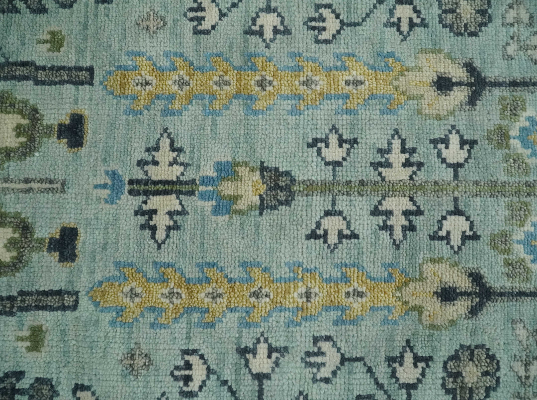 Custom Made Blue And Ivory Tree of life Round Hand Knotted Rug
