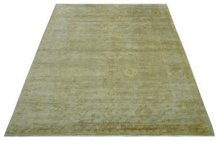 Traditional Oushak Design Beige And Silver Hand Knotted 8x10 Wool Area Rug