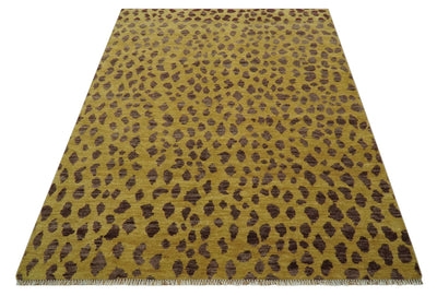 Chaia Dotted Golden-Brown and Purple Hand Knotted 8x10 wool area rug