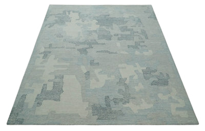 Hand Tufted Ivory, Silver, Gray and Charcoal 8x10 Modern Abstract Design Rug