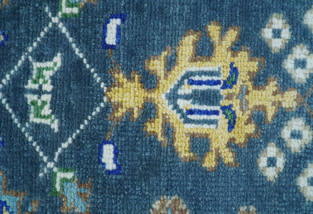Ready to Ship 5x8 Hand Knotted Green and Blue Turkish Design Wool Rug