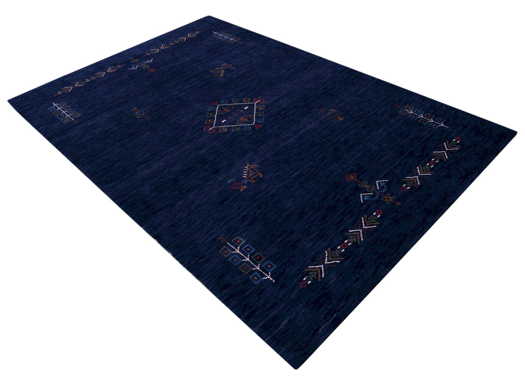 Blue Tribal Center Medallion Hand Loomed Wool Area Rug