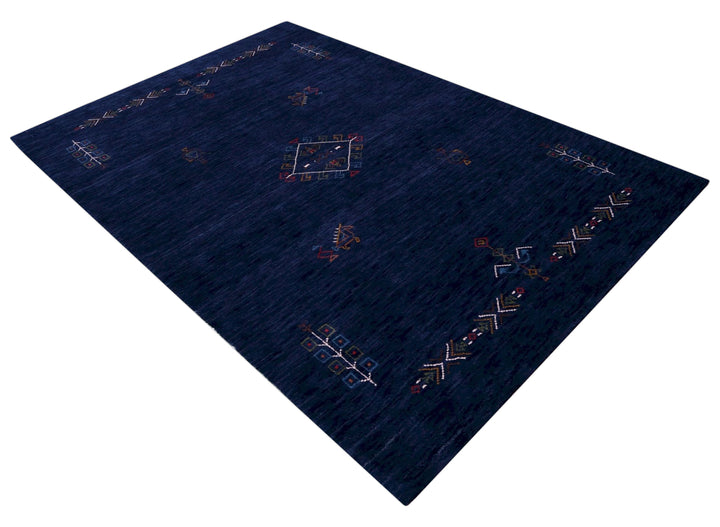 Blue Tribal Center Medallion Hand Loomed Wool Area Rug