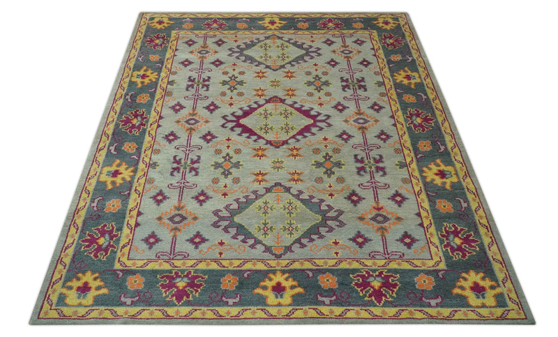 Custom Made Silver, Charcoal and Purple Traditional Oriental Hand Knotted wool Rug