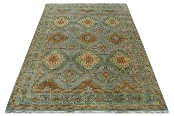 9x12 Hand Knotted Gray, Silver and Beige Oriental Traditional Wool Area Rug, Living Room and Bedroom Rug