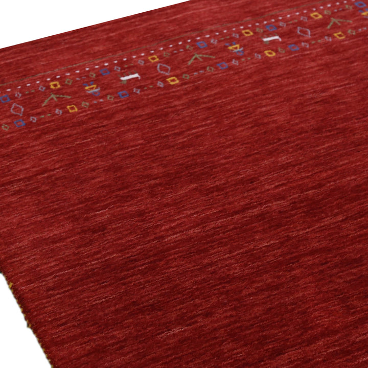 Contemporary Red Hand Loomed Wool Area Rug
