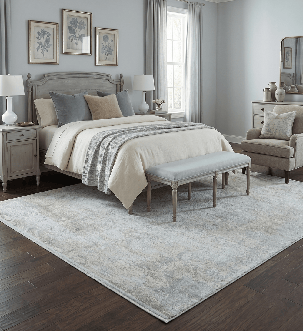 3x5 Beige, Brown and Silver Antique Finish Silk Area Rug - The Rug Decor