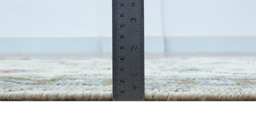 3x5 Hand knotted Beige And Blue Traditional Design Wool Area Rug - The Rug Decor