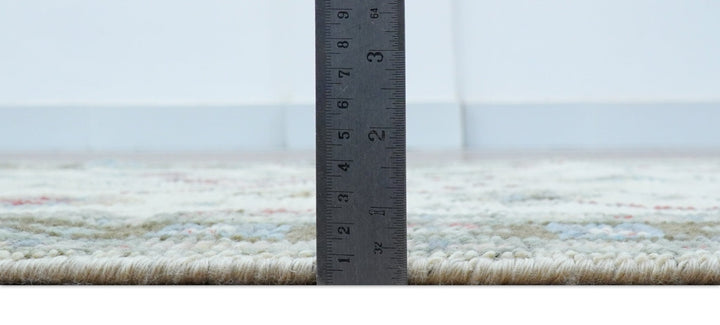 3x5 Hand knotted Beige And Blue Traditional Design Wool Area Rug - The Rug Decor