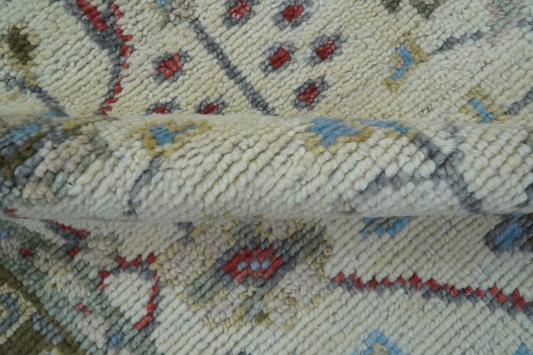 3x5 Hand knotted Beige And Blue Traditional Design Wool Area Rug - The Rug Decor