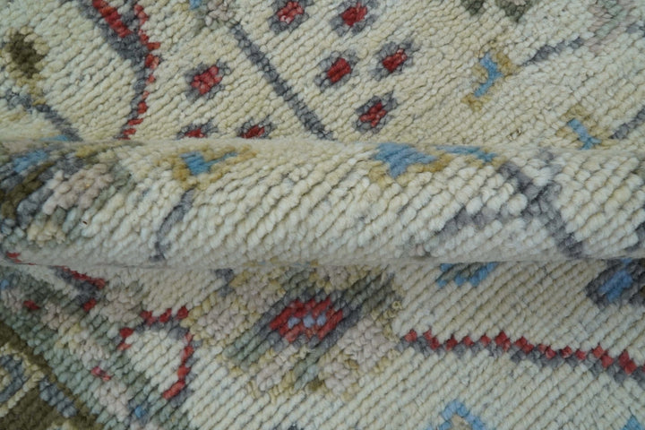 3x5 Hand knotted Beige And Blue Traditional Design Wool Area Rug - The Rug Decor