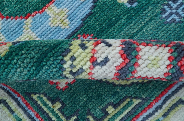 3x5 Hand knotted Traditional Khotan Design Teal Wool Area Rug - The Rug Decor