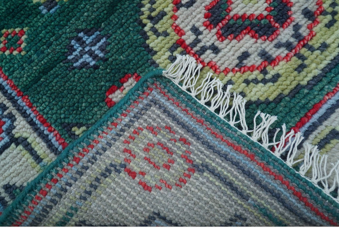 3x5 Hand knotted Traditional Khotan Design Teal Wool Area Rug - The Rug Decor