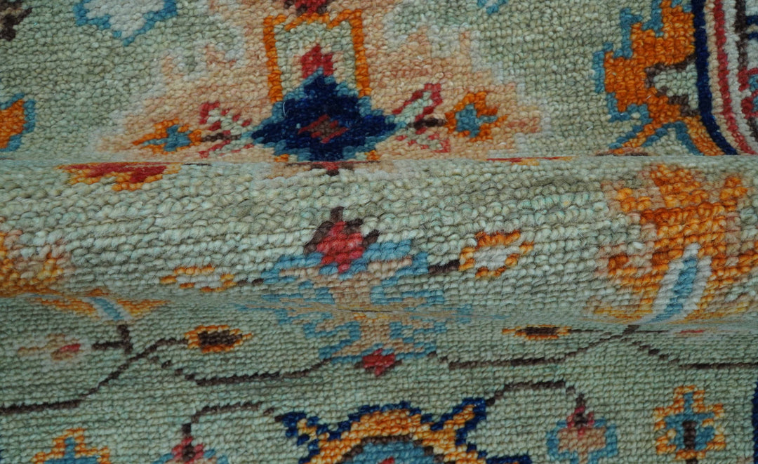 Ready to Ship 3x5 Antique Green and Ivory Traditional Hand knotted Wool Rug
