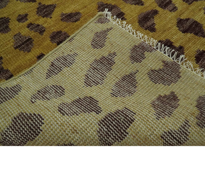 Chaia Dotted Golden-Brown and Purple Hand Knotted 8x10 wool area rug