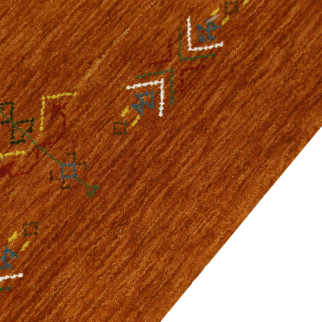Orange Center Pattern Hand Loomed Wool Area Rug