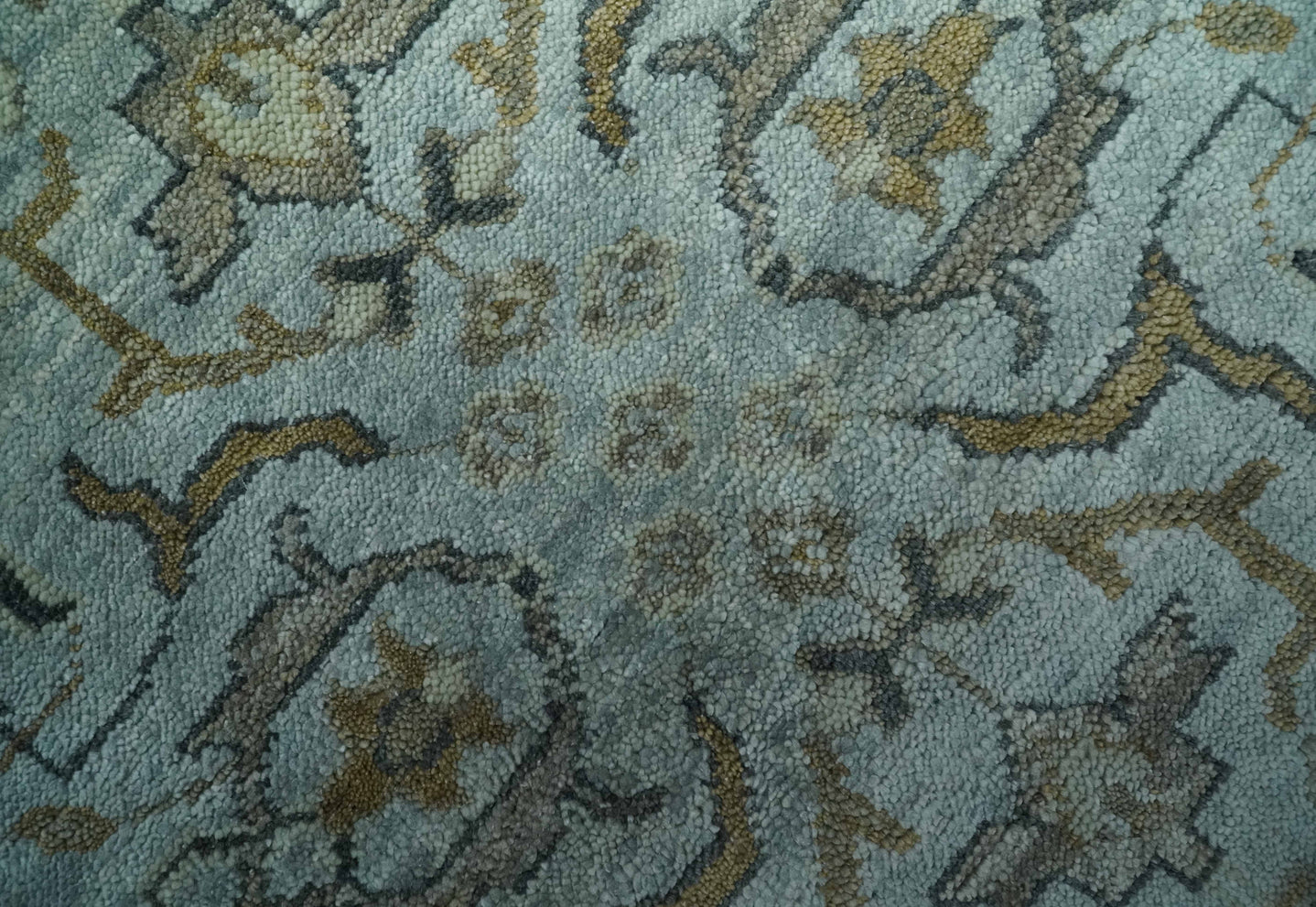 Blue and Beige Hand Knotted Traditional Oriental Oushak 8x10 wool area Rug