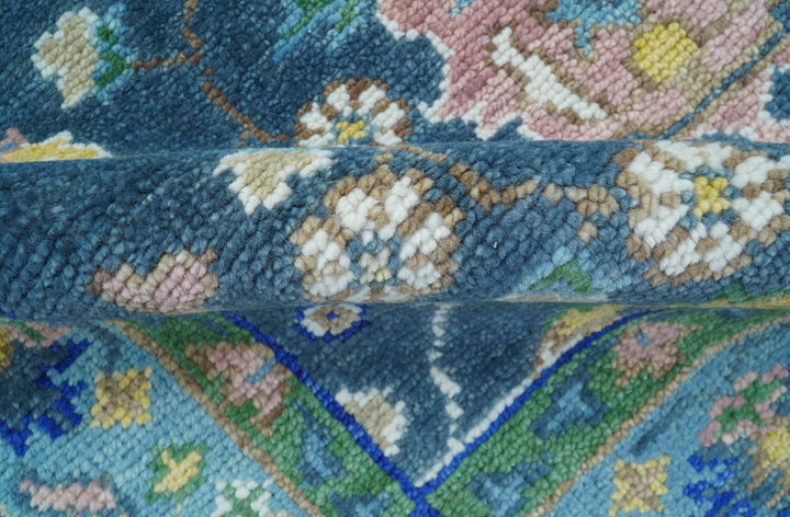 Ready to Ship 5x8 Hand Knotted Green and Blue Turkish Design Wool Rug
