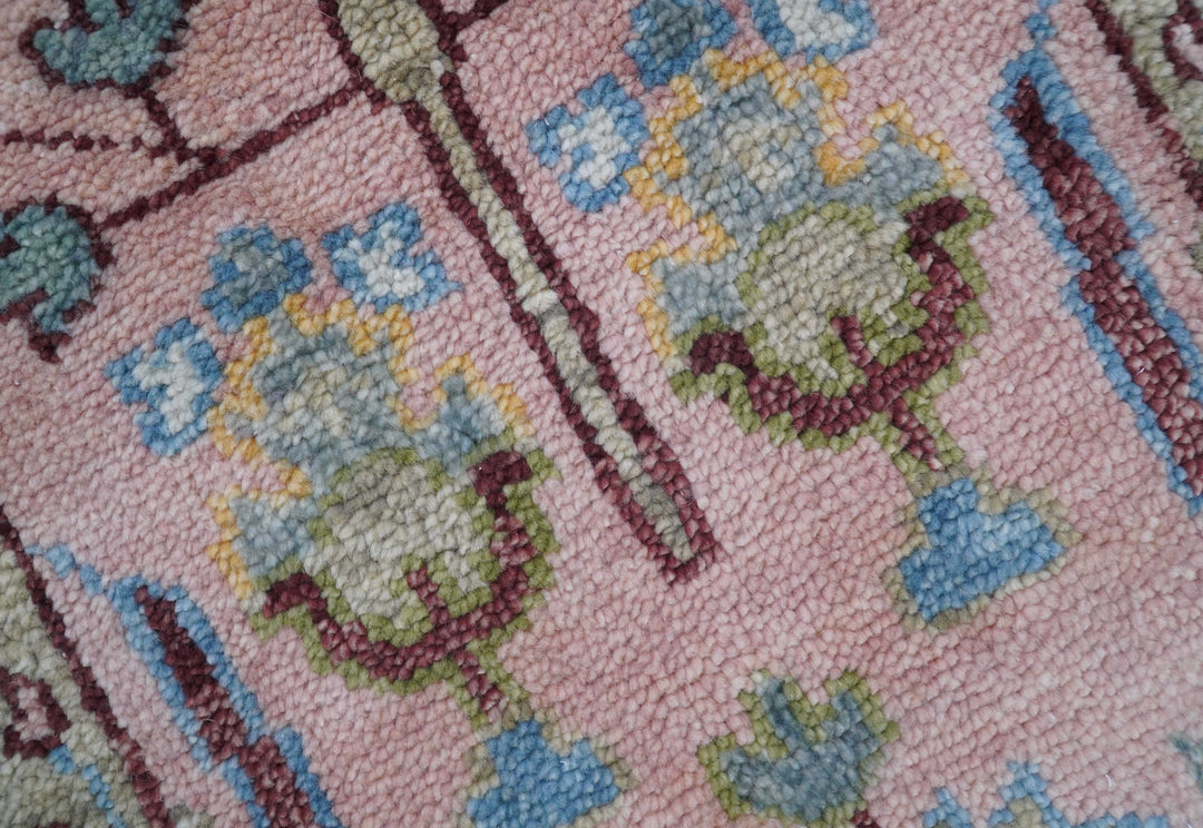 Quick Ship 2.6x8 Hand Knotted Tree of life Pink And Olive Wool Rug