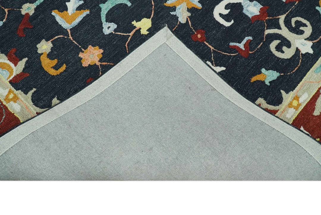 Ready to Ship 8x10 Traditional Charcoal And Maroon Hand Tufted Wool Rug