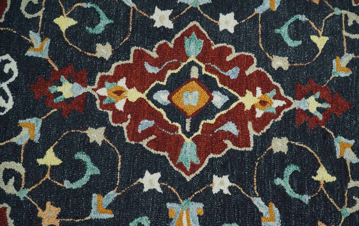 Quick Ship Traditional Charcoal And Maroon Hand Tufted 3x5 Wool Rug