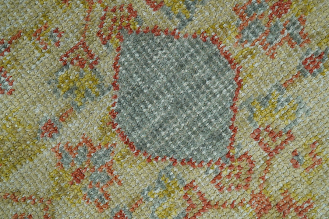 Beige and Rust Traditional Turkish Medallion Hand Knotted 8x10 Wool Area Rug