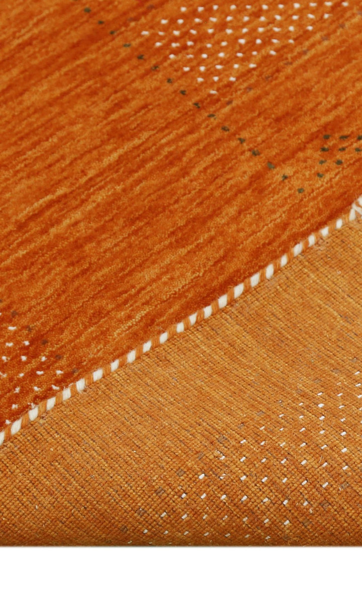 Orange And White Modern Design Hand Loomed Wool Area Rug