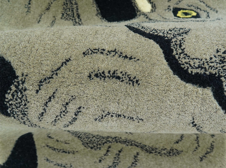 Hand Tufted 2x3 Animal Beige Elephant Wool Area Rug