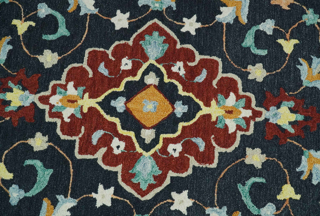 Ready to Ship Traditional Charcoal And Maroon Hand Tufted 5x8 Wool Rug