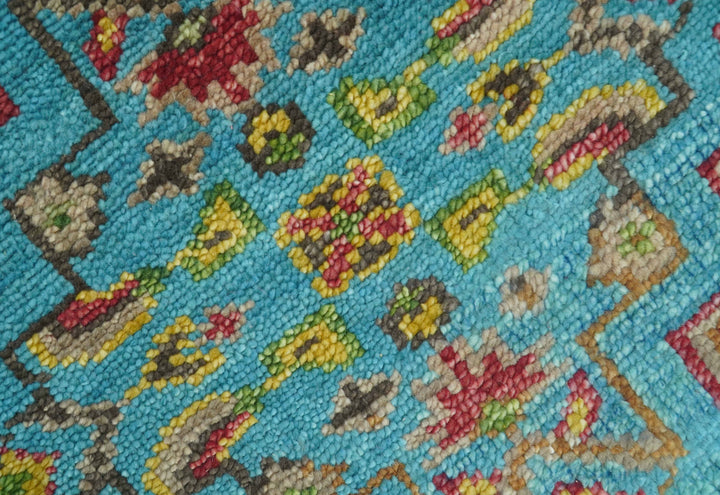 Custom Made Red And Blue Traditional Serapi Hand Knotted Wool Rug