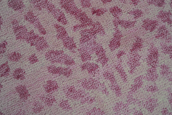 Custom Made Pink Contemporary Abstract Leopard Print Hand Knotted Wool Rug