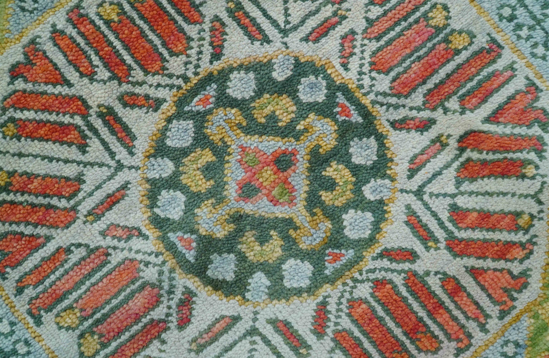 Traditional Mamluk Design Orange Hand knotted 8x10 Wool Rug