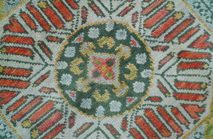 Traditional Mamluk Design Orange Hand knotted 8x10 Wool Rug