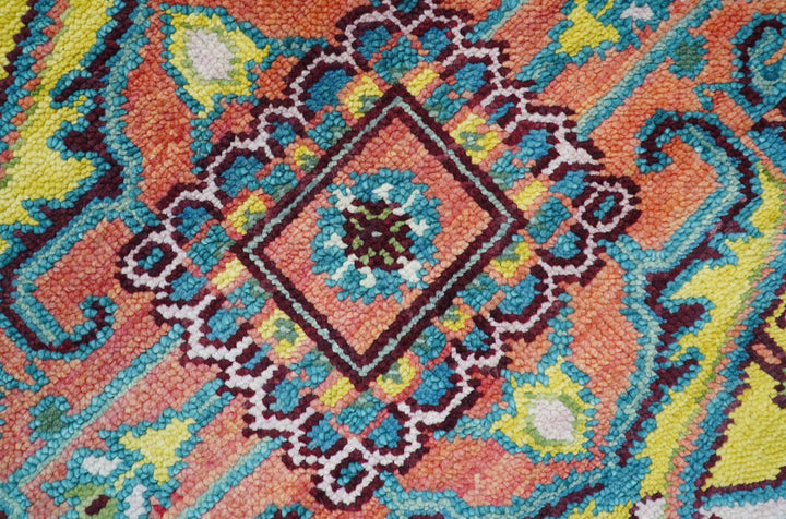 Traditional Medallion Design Blue Hand knotted 8x10 Wool Area Rug