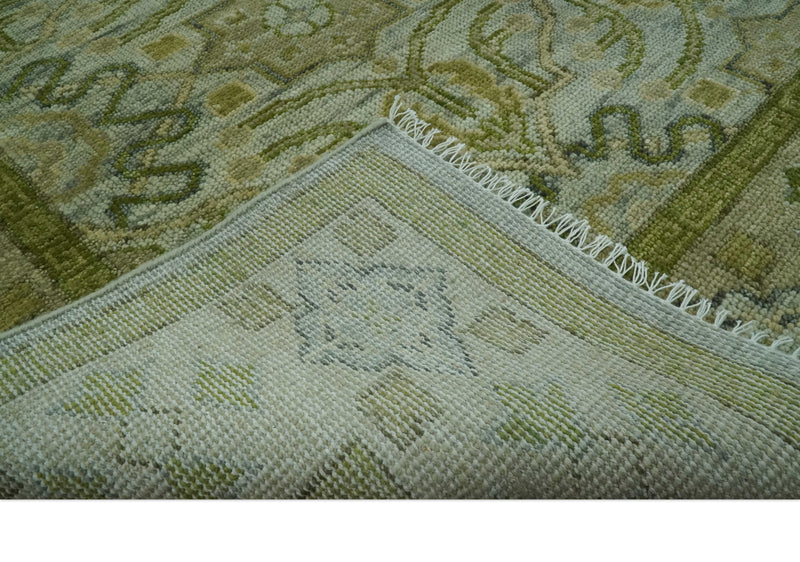 Silver, Olive and Green Traditional Floral Design Custom Made wool area rug