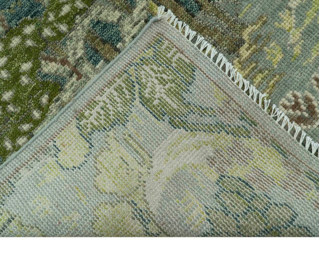 Green And Gray Nature Jungle Hand Knotted Custom Made wool area rug