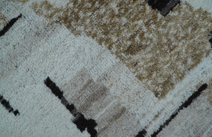 Fossil Custom Made Modern Contemporary Brown Hand knotted Wool Rug