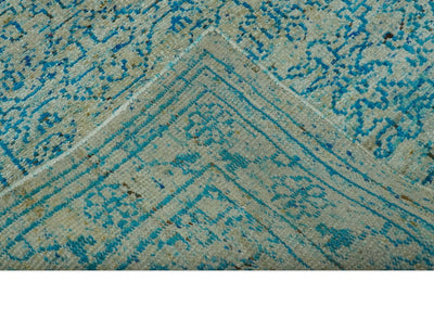 Antique Design 5x8 Blue and Beige Traditional Hand knotted wool rug