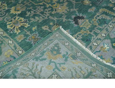 Hand Knotted 8x10 Green and Gray Traditional Turkish Antique Style Wool Area Rug