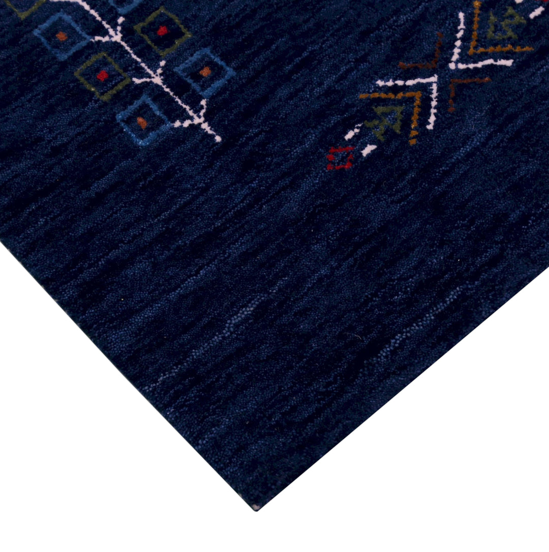 Blue Tribal Center Medallion Hand Loomed Wool Area Rug