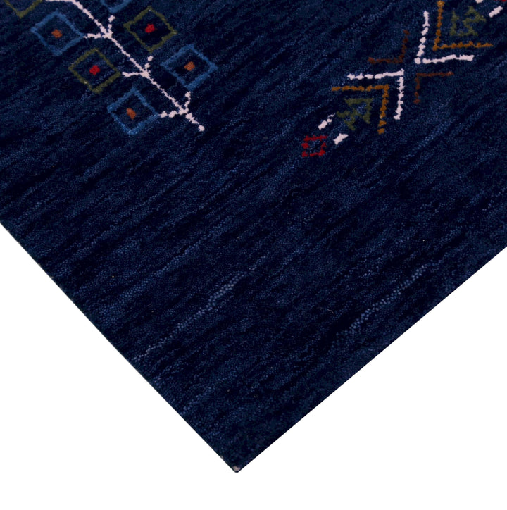 Blue Tribal Center Medallion Hand Loomed Wool Area Rug