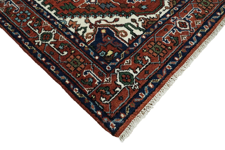 Sera Traditional Design Maroon And Blue Hand Knotted Wool Rug