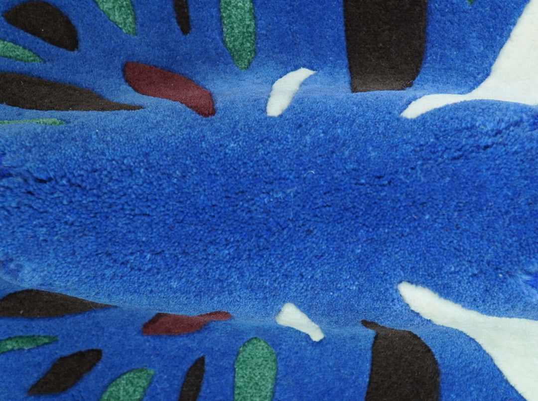 Blue Butterfly Hand Tufted 2x3 Wool Area Rug