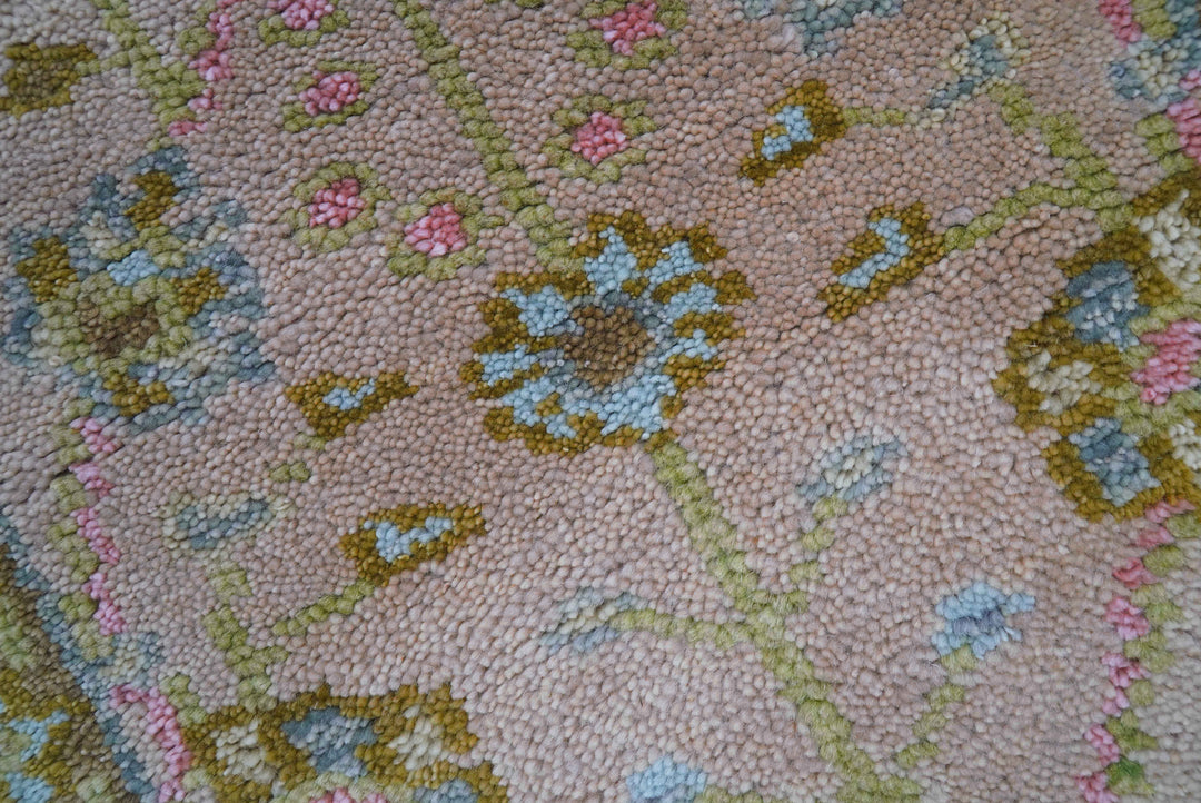 Traditional Peach And Brown Hand Knotted 2x3 Wool Rug