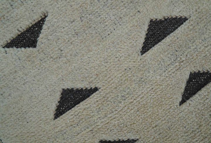 Custom Made Runner Contemporary Style Beige Hand Knotted Wool Rug